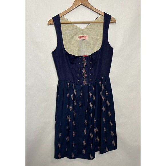 VTG Sportalm Austrian Kitzbühel Floral Button Bodice Pleated Skirt Dress 44 - Picture 2 of 11